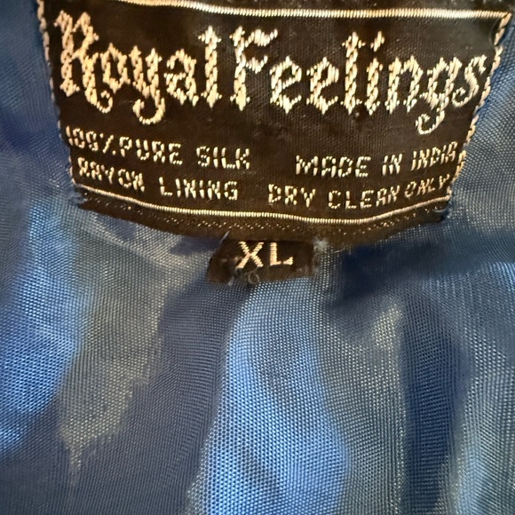 Royal Feelings Blue Hand Beaded Sequin Embellished Silk Top - Picture 7 of 7